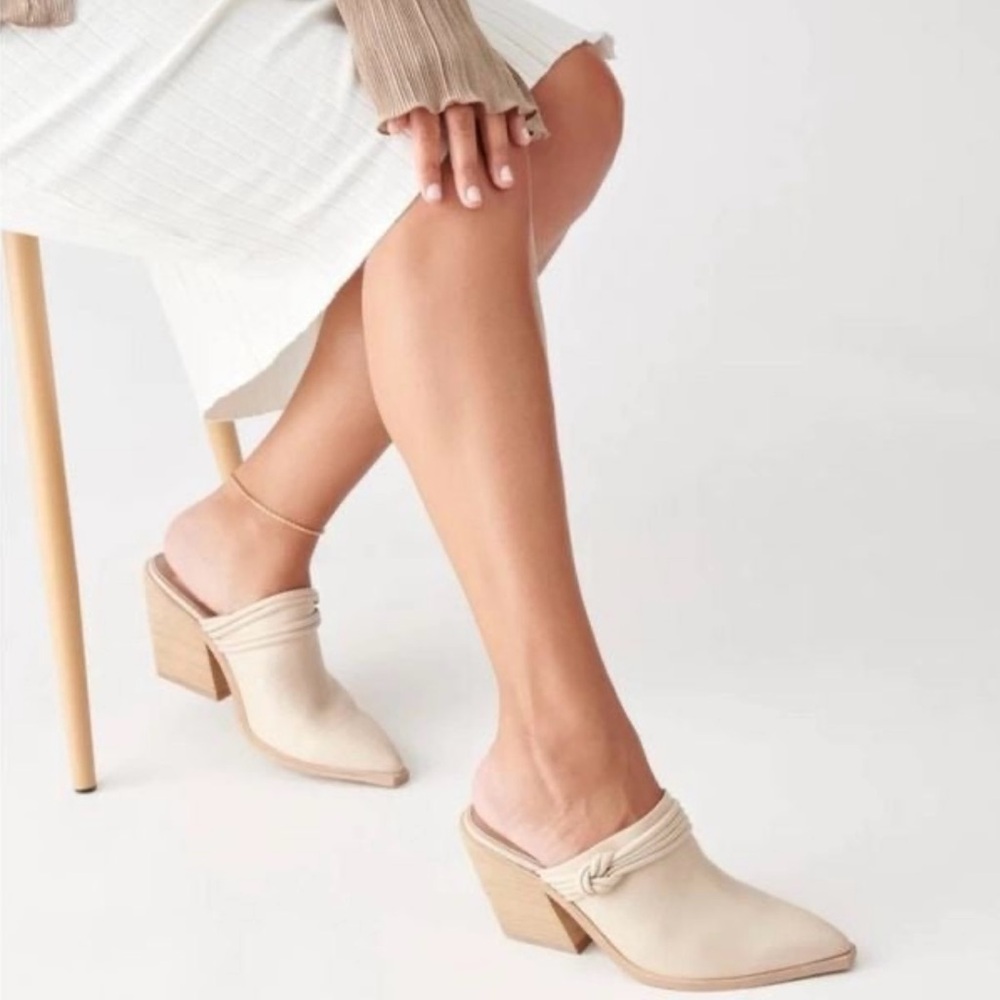 Dolce Vita Off White Sita Suede Heel Mules Size 10 NWOB